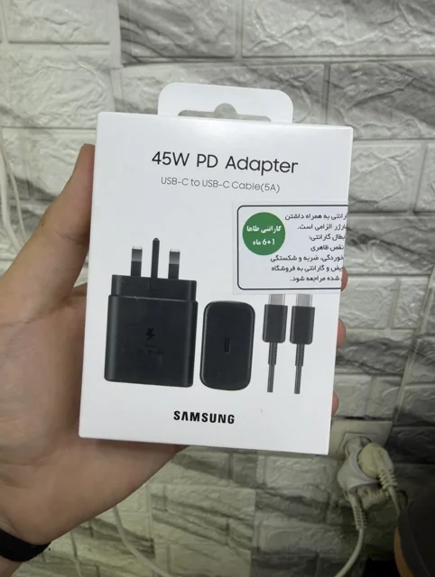 شارژر سامسونگ مدل EP-TA845 توان 45 وات سه پین همراه کابل ویتنام اصلی