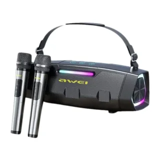 اسپیکر بلوتوثی اوی مدل Awie KT-28 توان 30 وات قابل‌حمل کارائوکه و دو میکروفون