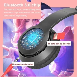 هدفون بلوتوثی گربه ای چراغدار P47M