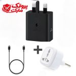 شارژر سامسونگ مدل EP-T2510 توان 25 وات سه پین (اورجینال ویتنام) همراه کابل و تبدیل 3 به 2