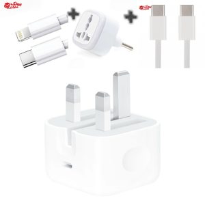 شارژر اپل 20 وات سه پین سری 11 تا 16 B/A امارات 100% اصل همراه با کابل اصلی و تبدیل چراغدار هدیه
